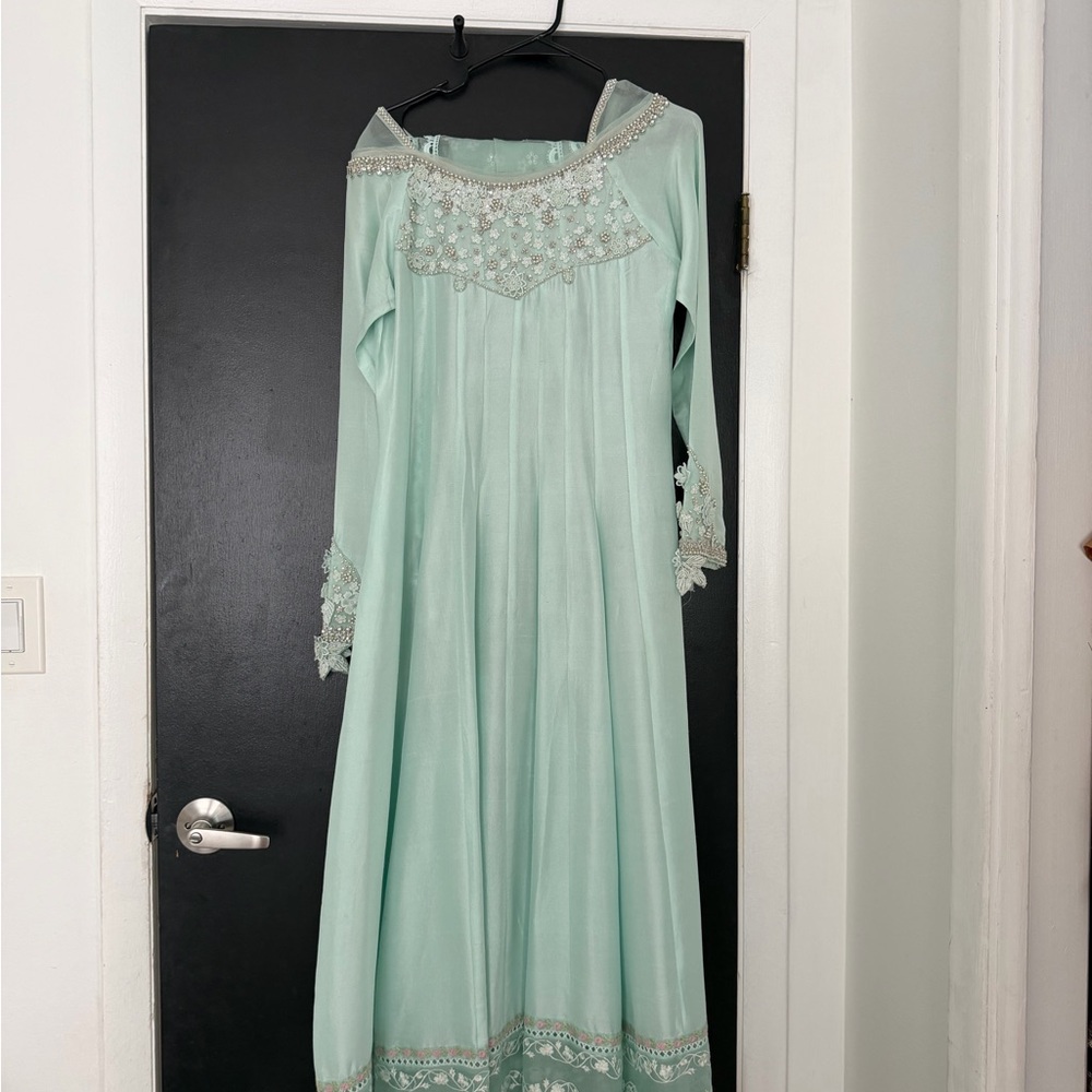 Farah talib Aziz (FTA) Pakistani/Indian Elegant Mint Green Embellished Dress